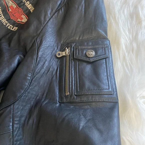 Harley-Davidson Sz L Men’s Black Leather Winged Jacket - Picture 6 of 15